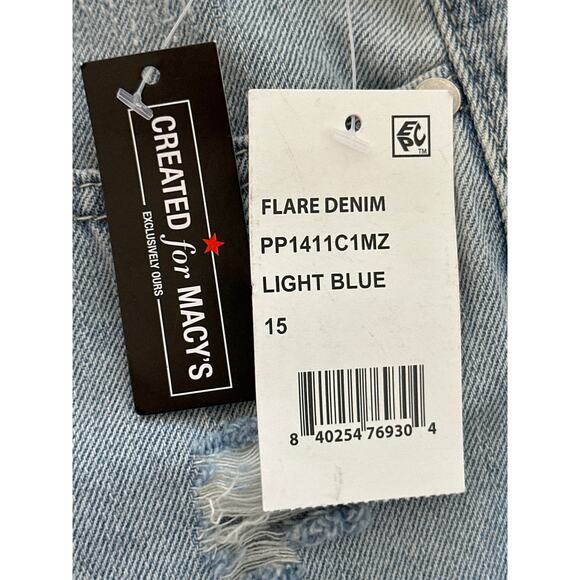 INDIGO REIN NWT Jeans  Sz 15 Distressed Lt Denim Cargo Wide Leg Skater Fit - Picture 9 of 12